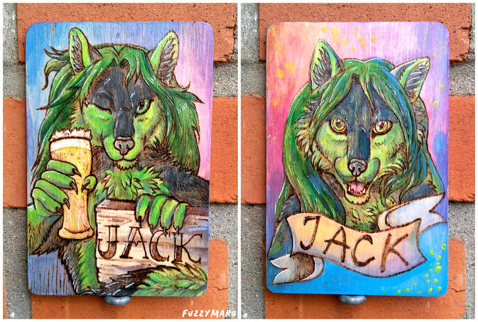 Jack,burned and painted badge